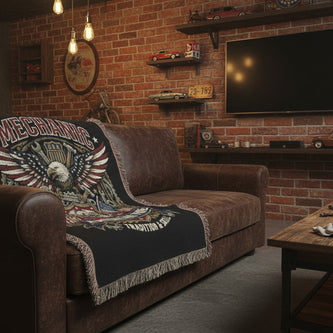 Shop skilled trades blankets and throws for your home or man cave. Cozy gifts celebrating America's craftsmen and the hands that build America.