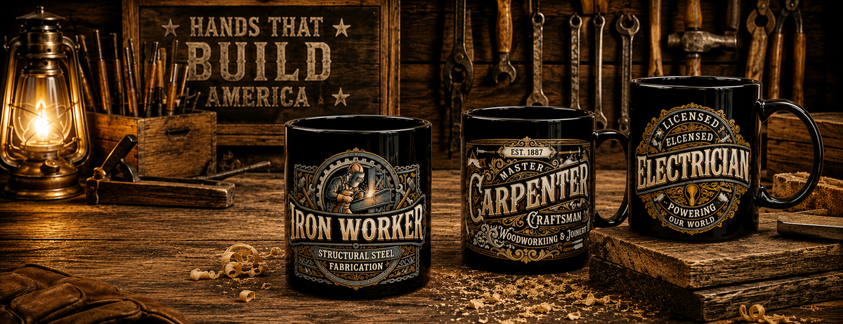 Coffe Mugs for the Skilled Trades, hot cocoa, gifts and gear, morning coffee, tradesman, man cave, 