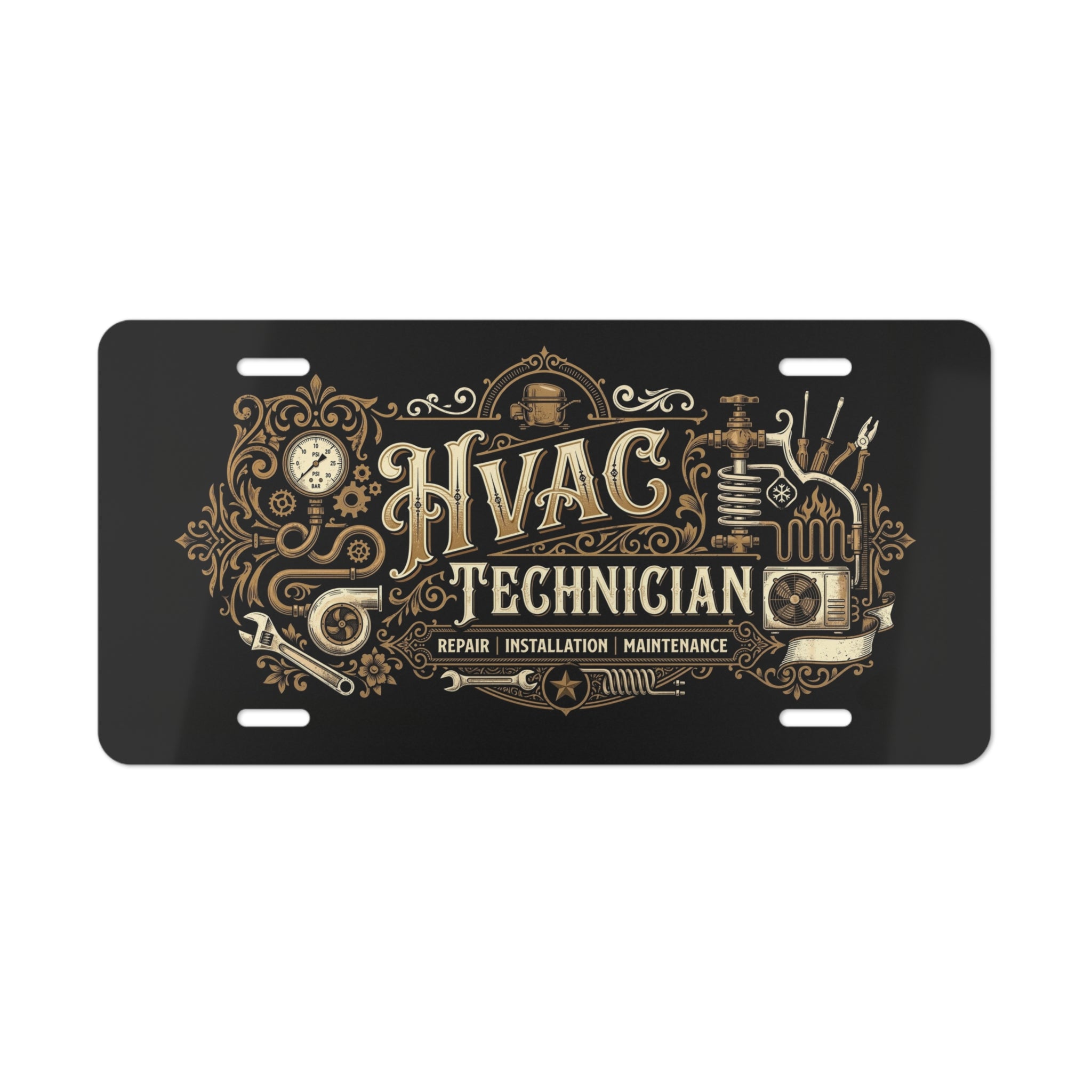 HVAC Technician Vintage Vanity Plate – DCA0320