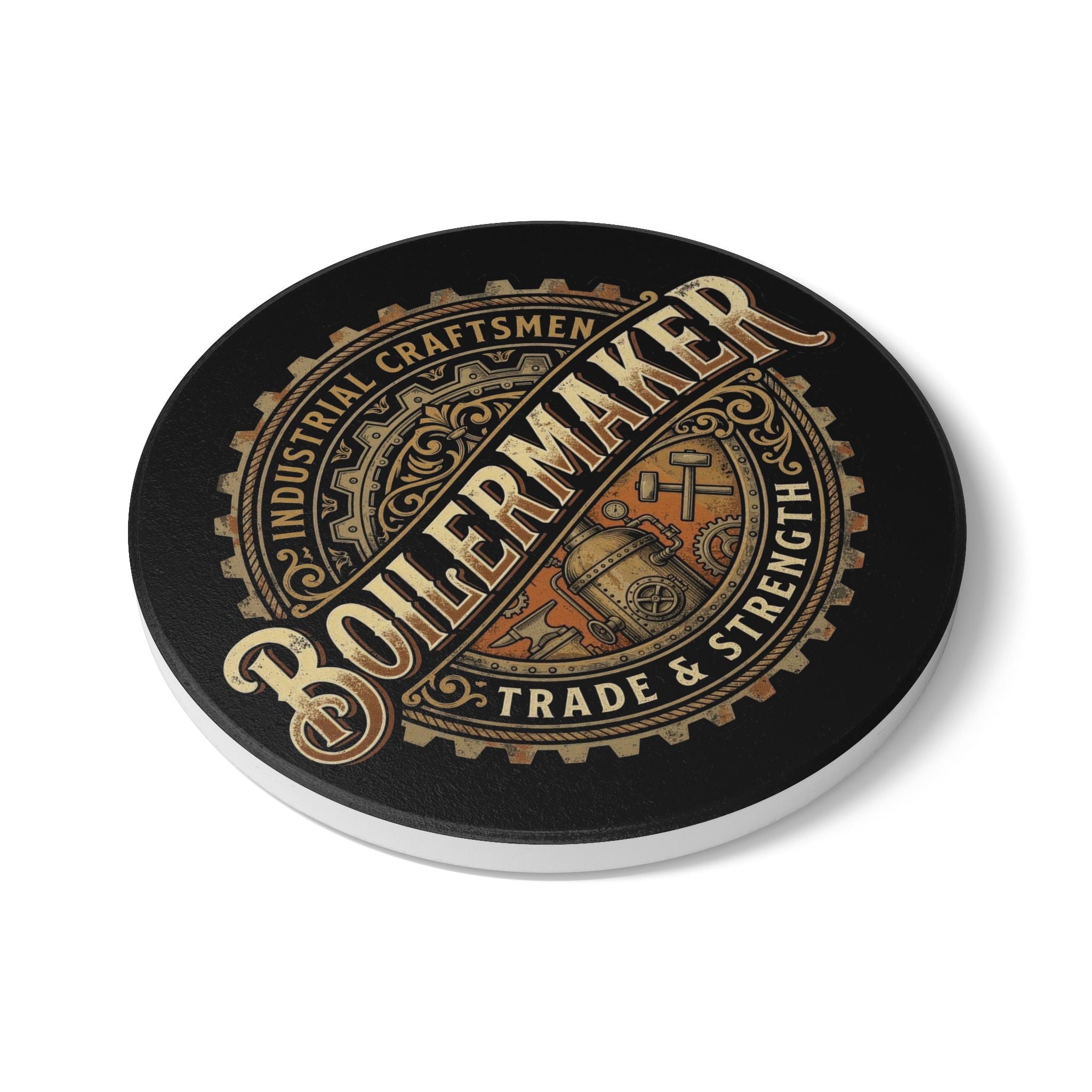 Boilermaker Ceramic Coaster – Industrial Craftsmen 'Trade & Strength' Drink Coaster- DCA0228