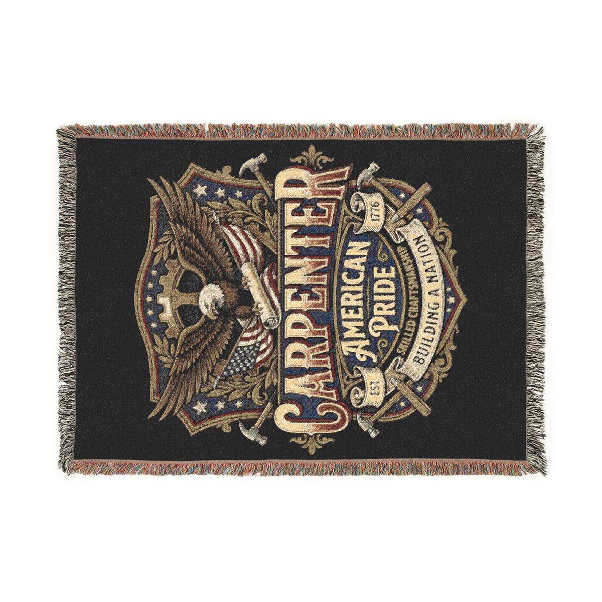 Carpenter Pride Woven Blanket — American Carpenter Emblem Throw
