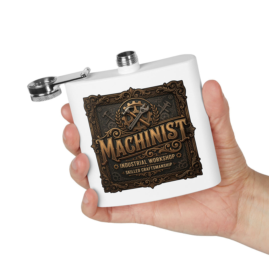 Machinist Flask — 6oz Stainless Steel Industrial Workshop Hip Flask - DCA0426