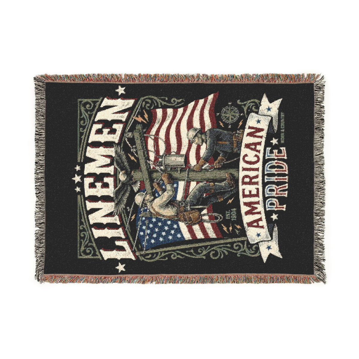Linemen Woven Blanket — American Pride Patriotic Flag Throw