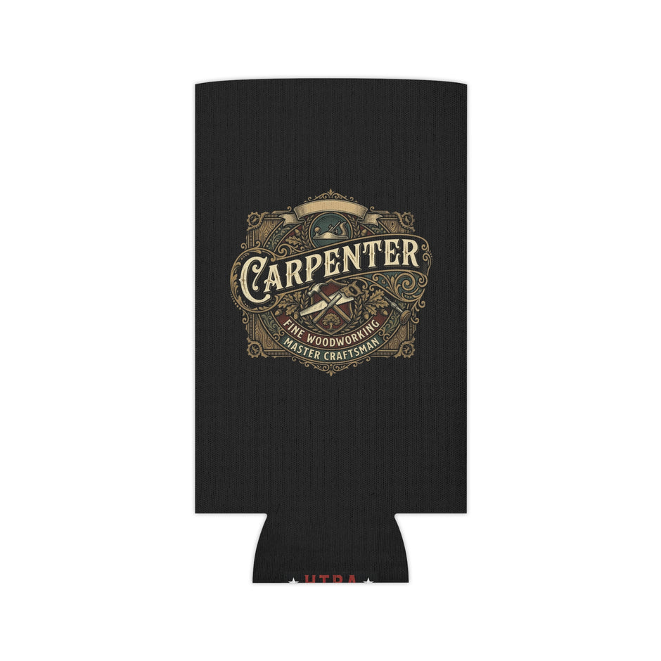 Carpenter Can Cooler — Retro Woodworking Logo Beverage Insulator - DCA0286