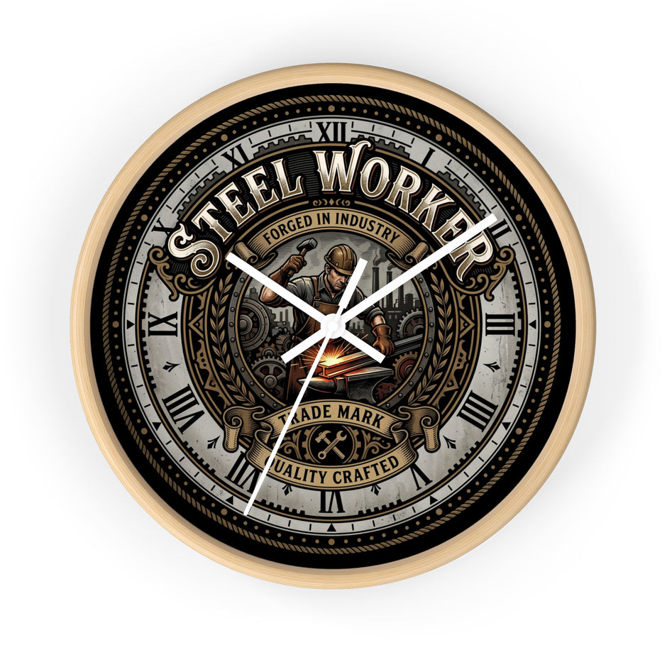 Steel Worker Wall Clock — Vintage Industrial Forge Clock - DCA0400