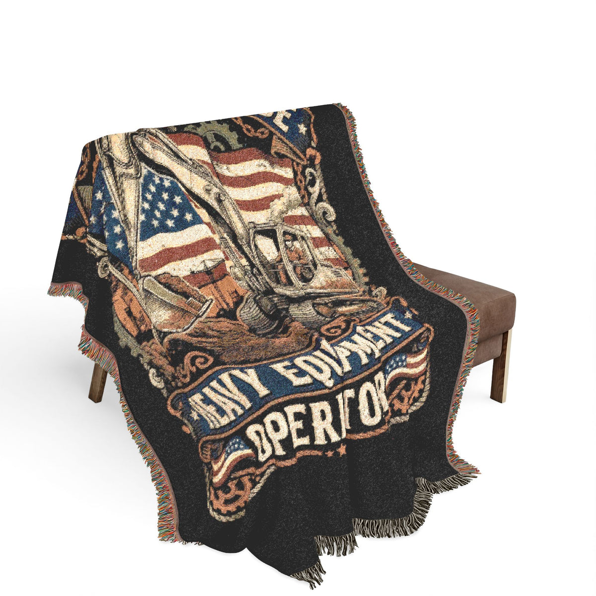 Heavy Equipment Operator Woven Blanket — American Pride Flag Design