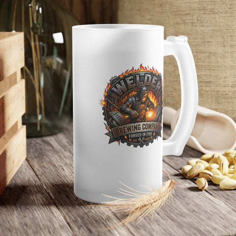 Welder 16 oz Frosted Glass Beer Mug - DCA0523