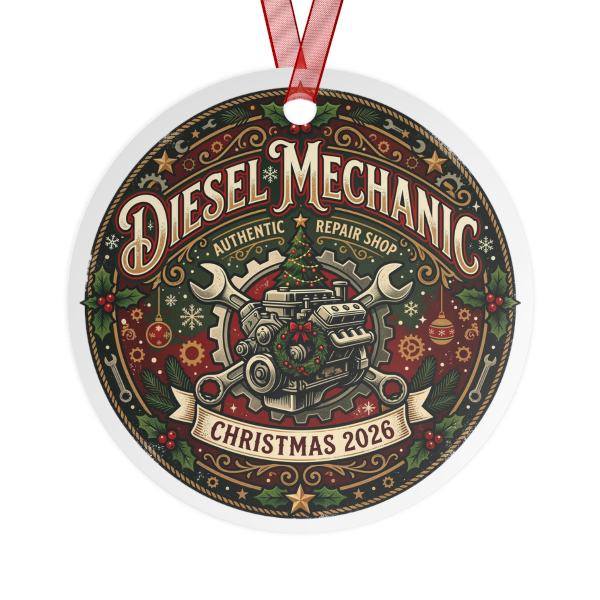 Diesel Mechanic Christmas 2026 Metal Ornament - DCA0453
