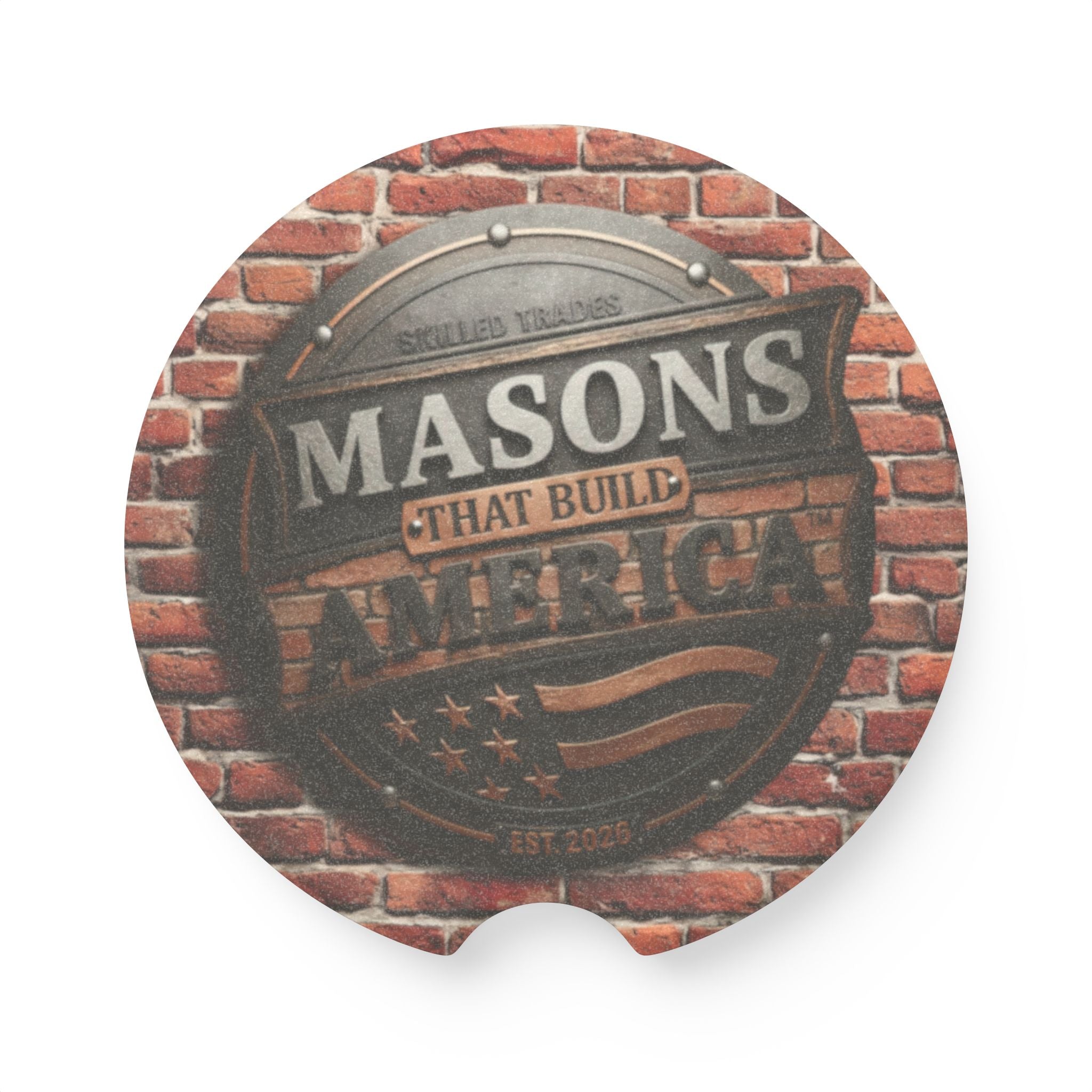 Masons That Build America-Brick Wall Design - Soapstone Car Coaster- DCA142