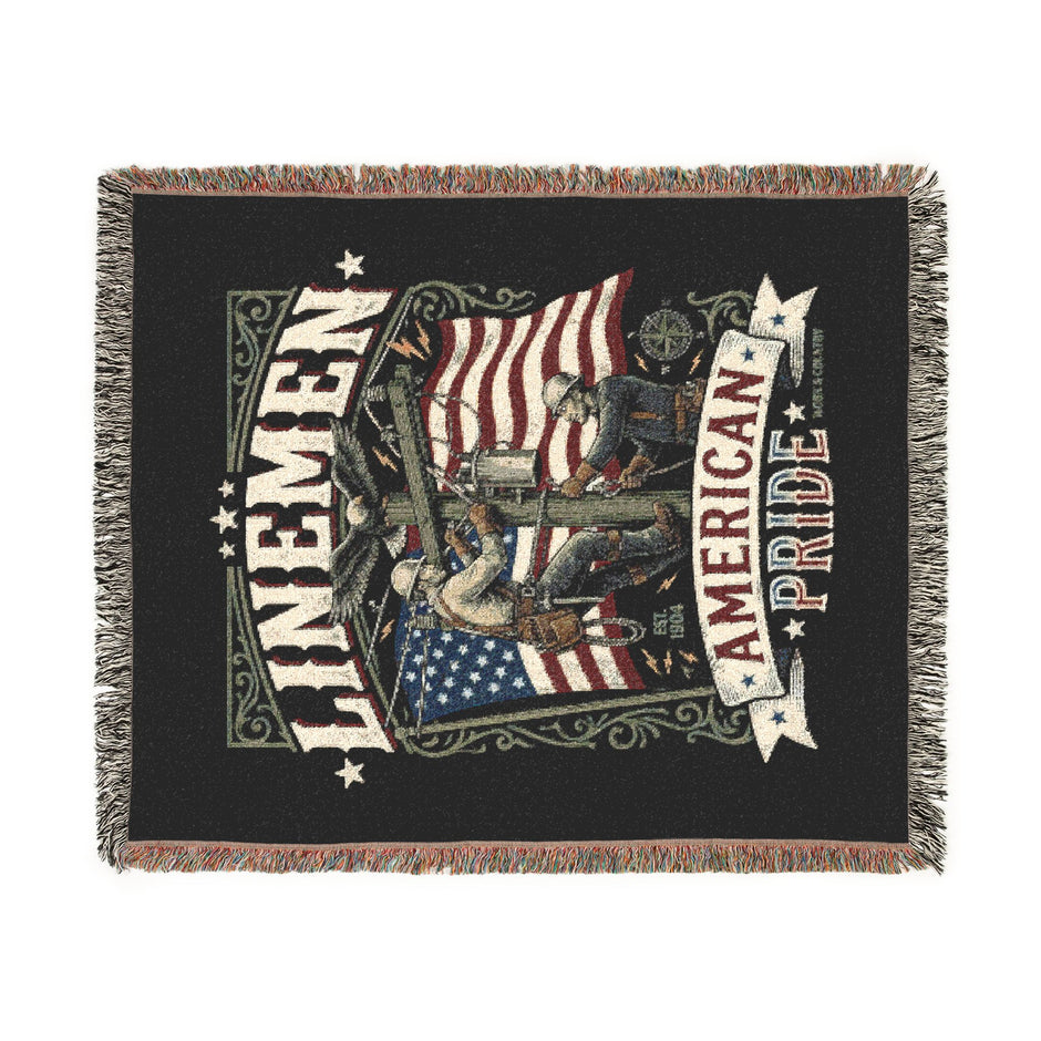 Linemen Woven Blanket — American Pride Patriotic Flag Throw