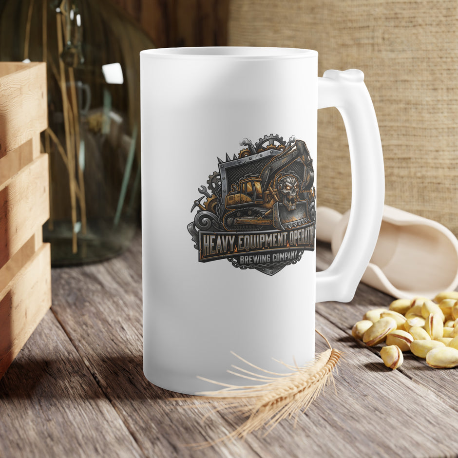 Heavy Equipment Operator Beer Mug — Frosted 16 oz Vintage Emblem - DCA0508