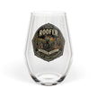 Roofer Stemless Wine Glass — Vintage Roofer Logo 11.75 oz - DCA0348