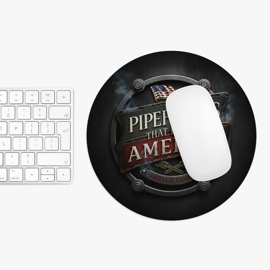Pipefitters That Build America Round Mouse Pad