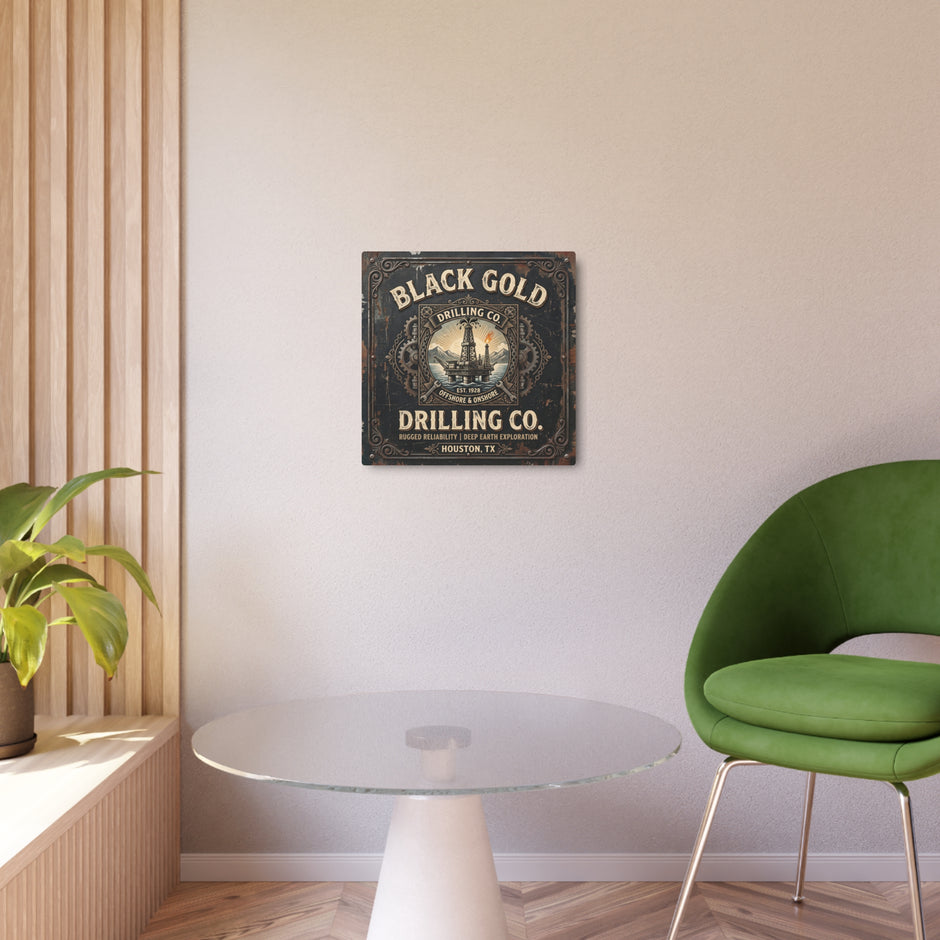 Oil Rigger - Black Gold Drilling Co. Metal Sign — Vintage Oil Rig Wall Art (Houston TX) - DCA0440