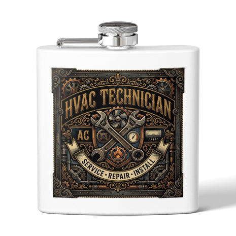 HVAC Technician 6oz Stainless Steel Flask — Service • Repair • Install Gift - DCA0423
