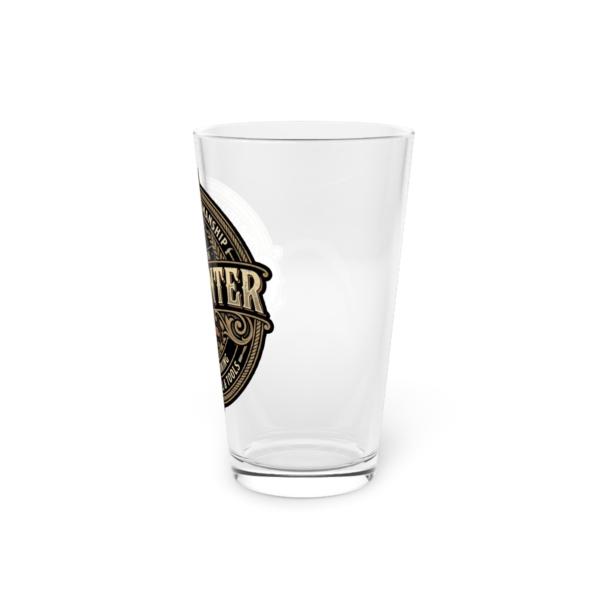Carpenter Pint Glass — 16oz Vintage Woodworking Beer Glass - DCA0183