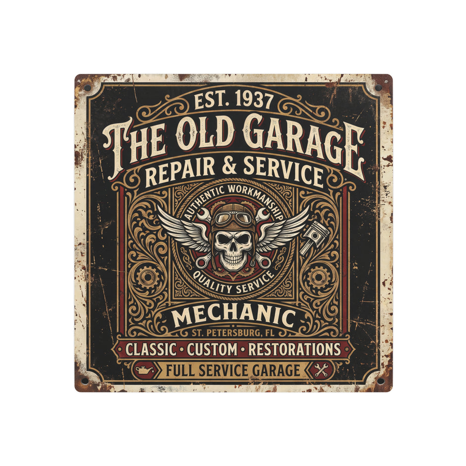 Mechanic - Vintage Mechanic Metal Sign — The Old Garage Repair & Service Wall Art - DCA0437