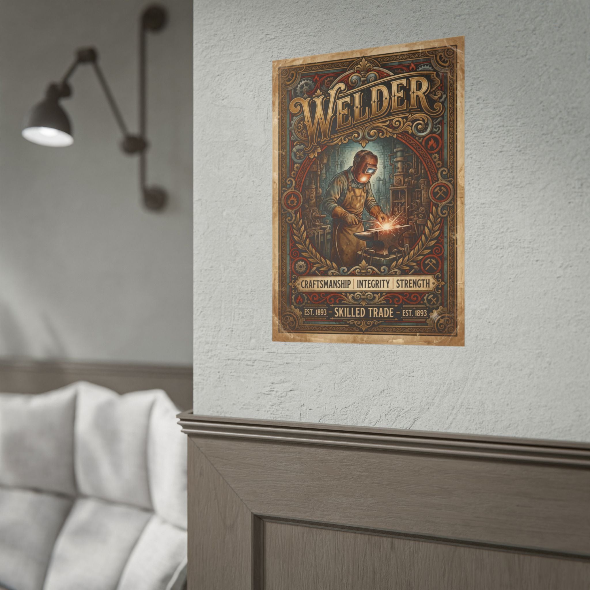 Welder Poster — Vintage Skilled Trade Wall Art: 