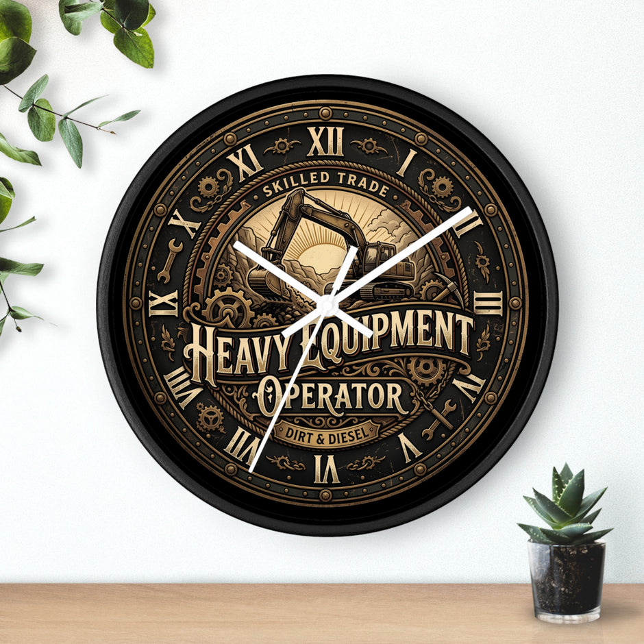 Heavy Equipment Operator Wall Clock — Vintage Excavator Garage & Workshop Decor - DCA0386