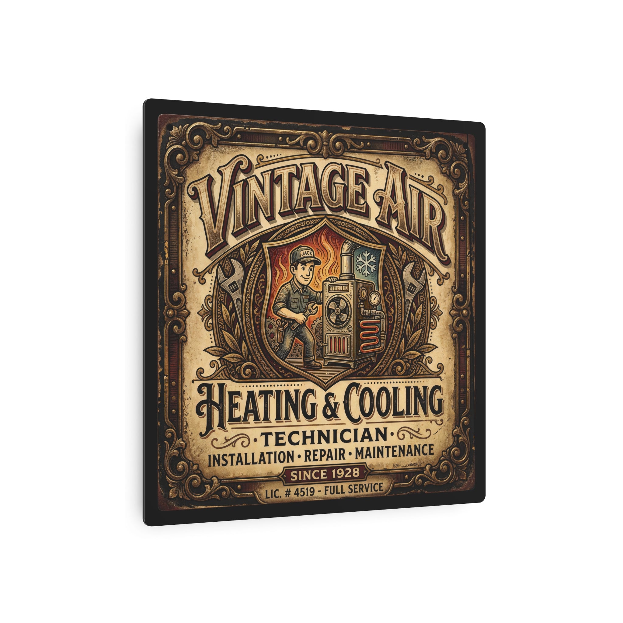 HVAC Technician - Vintage Air Heating & Cooling Metal Sign — Technician Retro Metal Wall Art - DCA0432