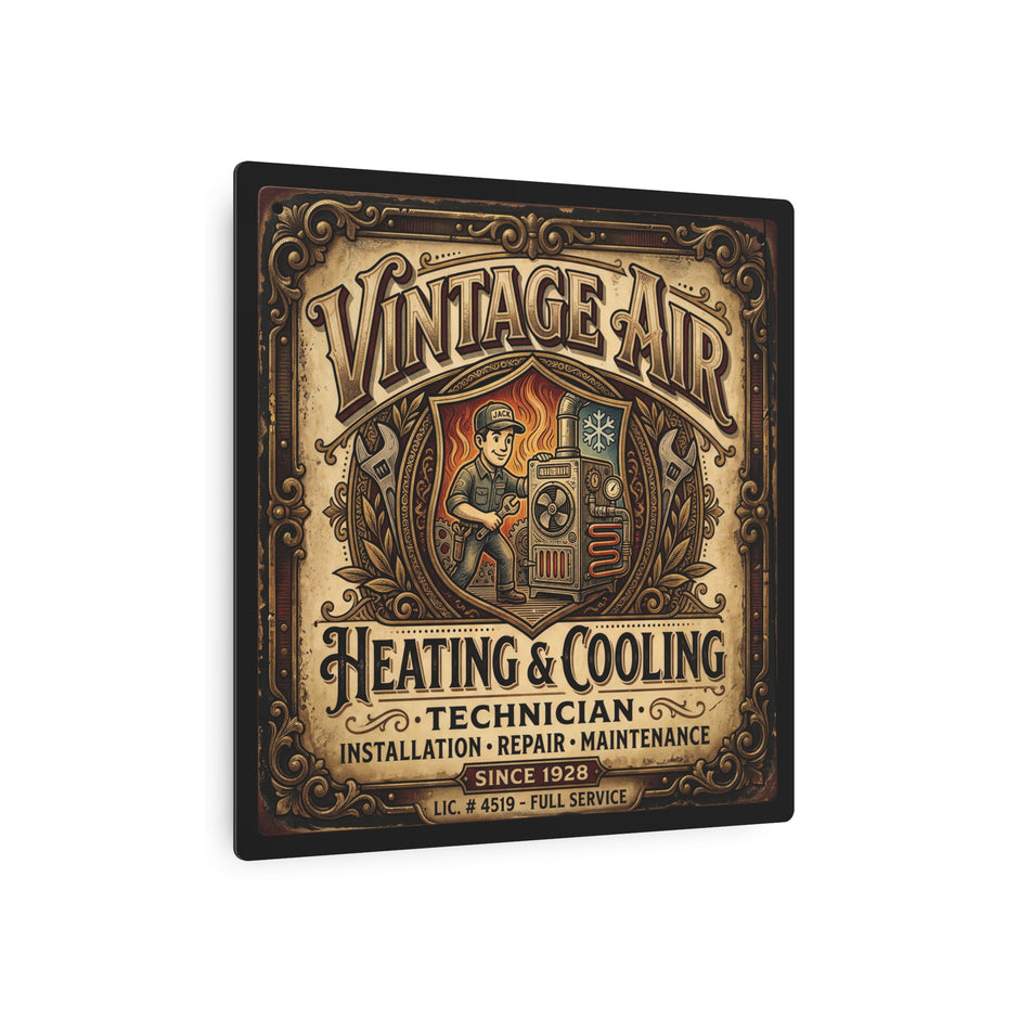 HVAC Technician - Vintage Air Heating & Cooling Metal Sign — Technician Retro Metal Wall Art - DCA0432