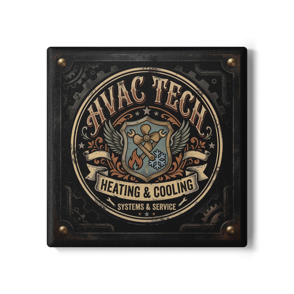 HVAC Tech Ceramic Coaster — Heating & Cooling Systems Crest - DCA0231