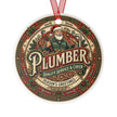 Plumber Christmas Ornament — 'Plumber: Quality Service & Cheer' Holiday Metal Decoration - DCA0458