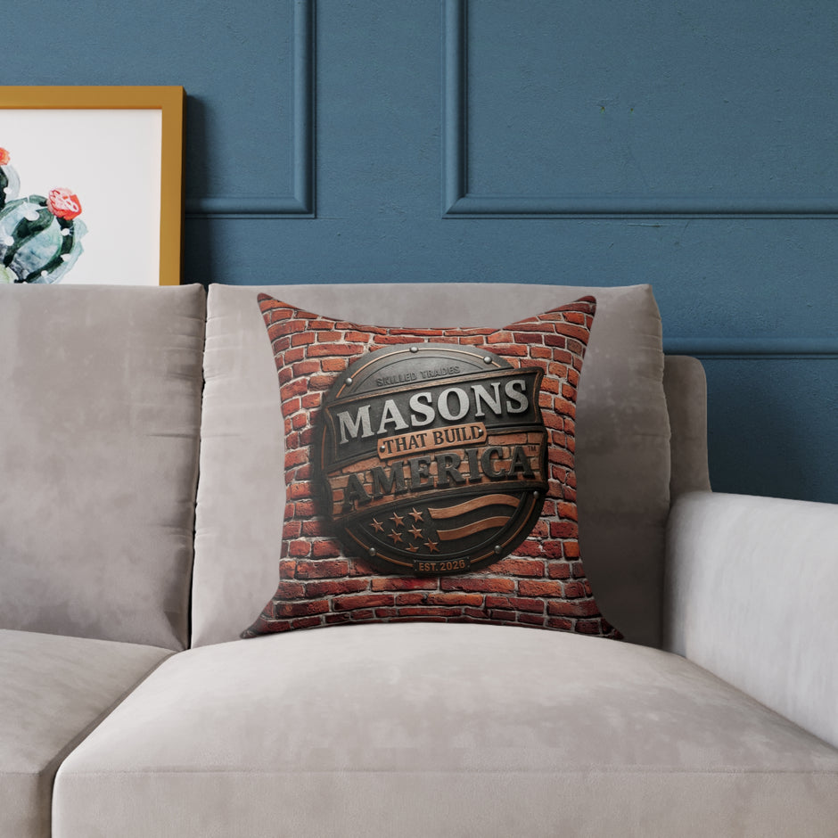 Masons That Build America Square Throw Pillow - DCA122