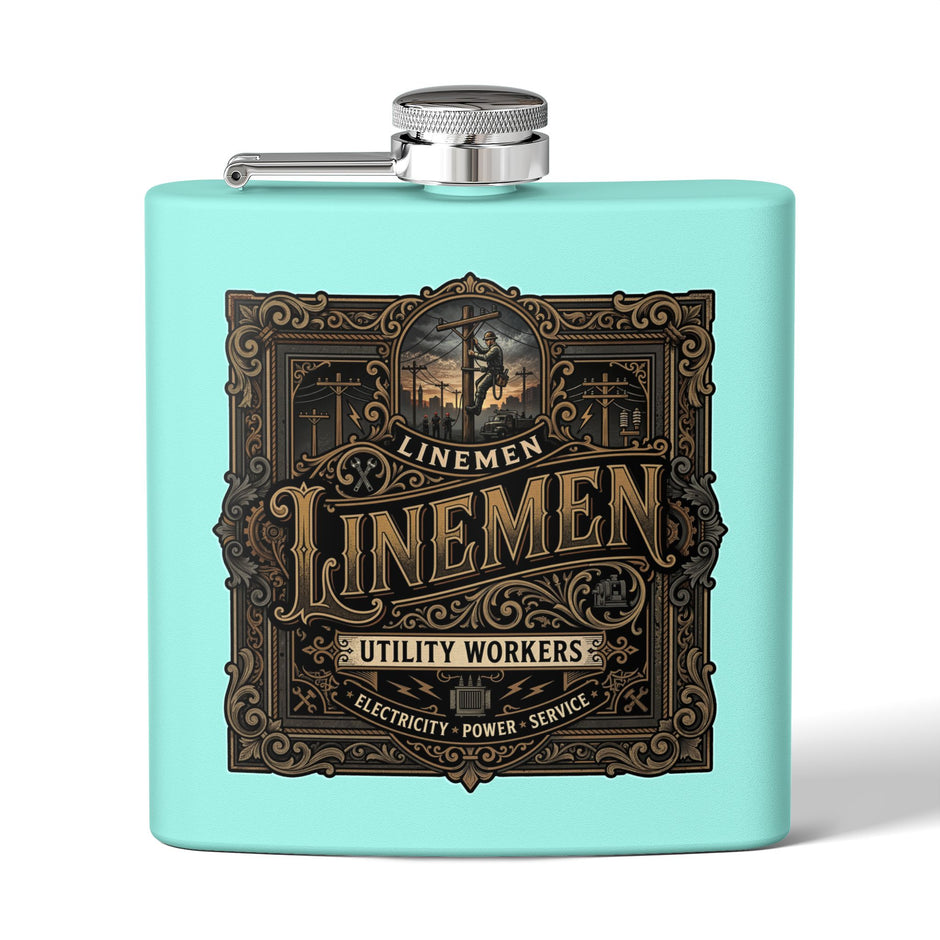 Linemen Utility Workers 6oz Stainless Steel Flask — Vintage Electrician Tribute - DCA0425