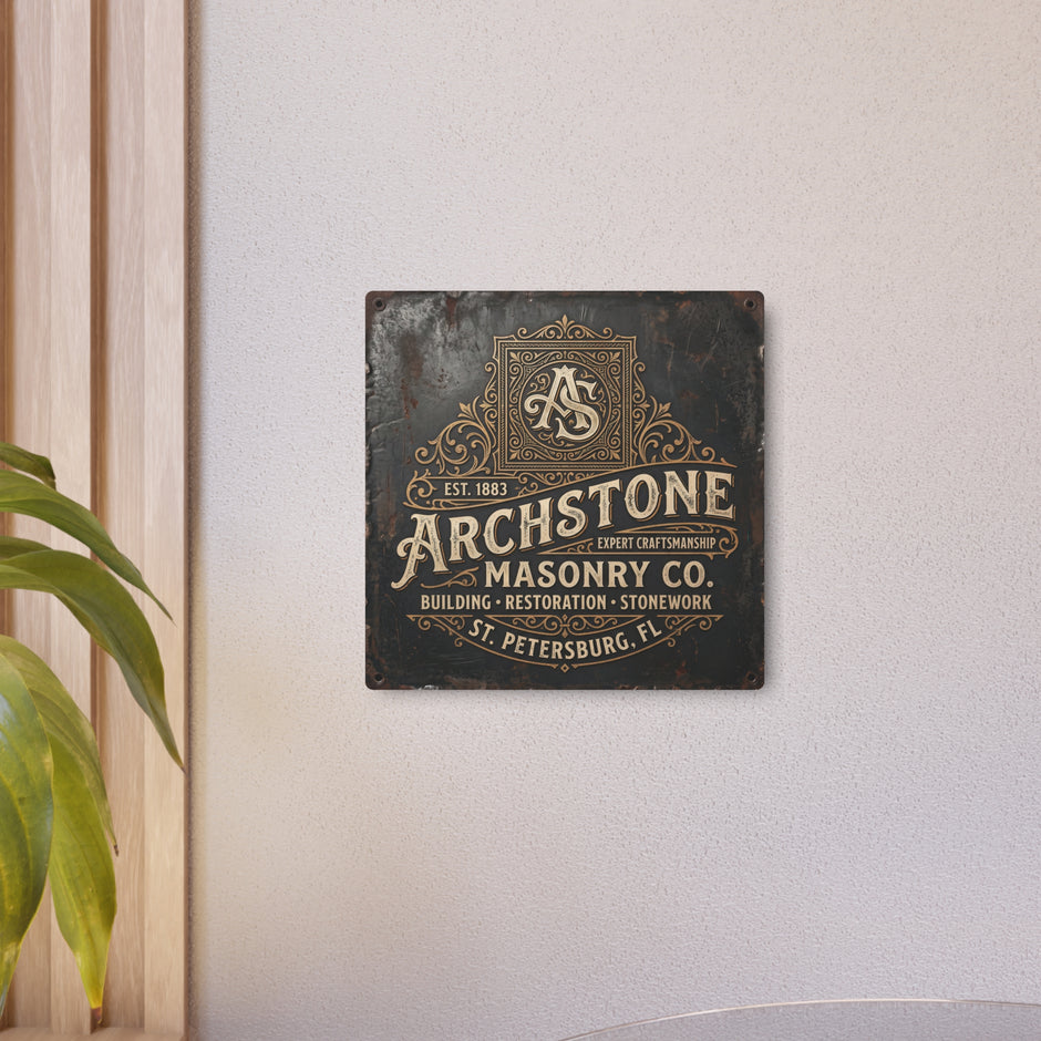 Mason - Archstone Masonry Co. Metal Sign – Vintage Industrial Masonry Plaque - DCA0436