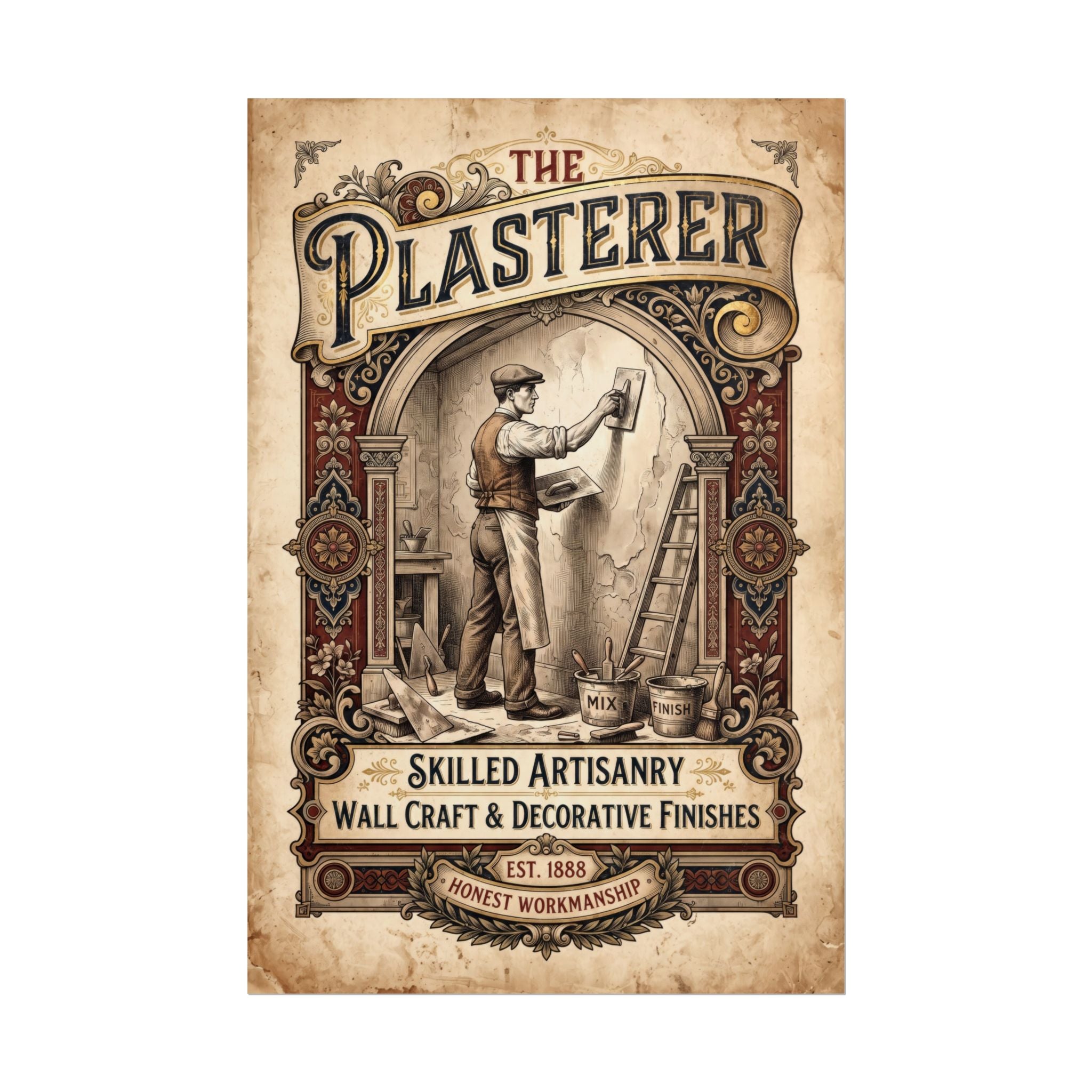 Plasterer Vintage Poster – Skilled Artisan Wall Art - DCA0378