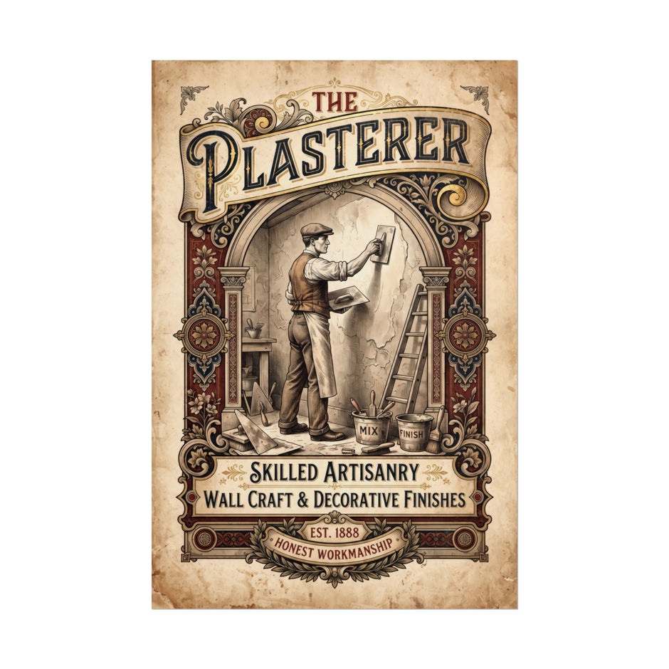 Plasterer Vintage Poster – Skilled Artisan Wall Art - DCA0378