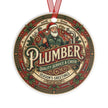 Plumber Christmas Ornament — 'Plumber: Quality Service & Cheer' Holiday Metal Decoration - DCA0458
