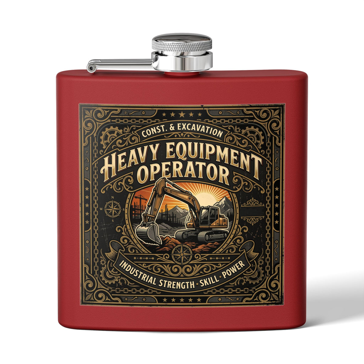 Heavy Equipment Operator Flask — 6oz Stainless Steel Hip Flask - DCA0422