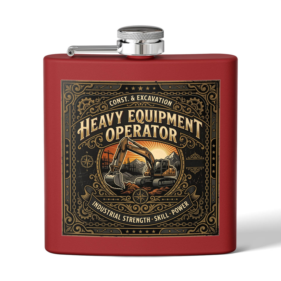 Heavy Equipment Operator Flask — 6oz Stainless Steel Hip Flask - DCA0422