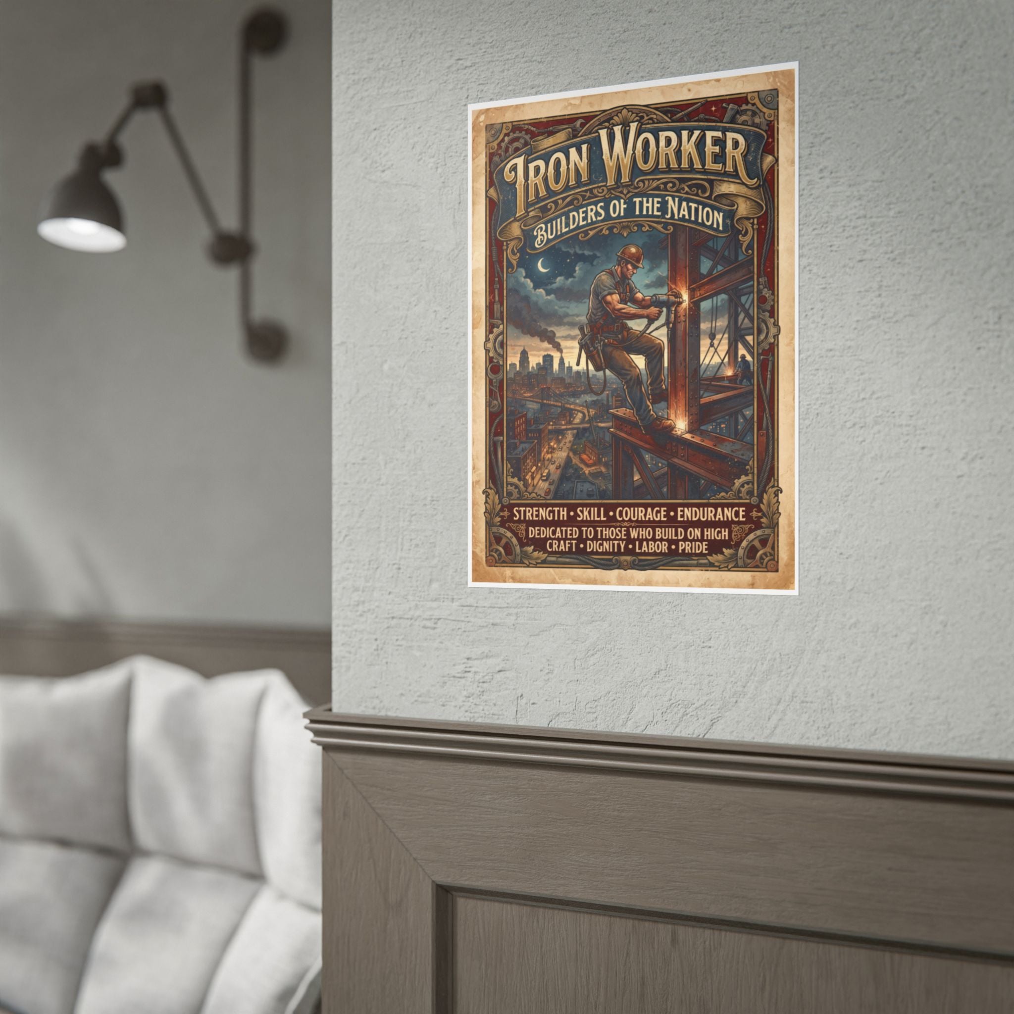 Iron Worker Rolled Poster — 'Iron Worker: Builders of the Nation' Vintage Industrial Wall Art - DCA0371