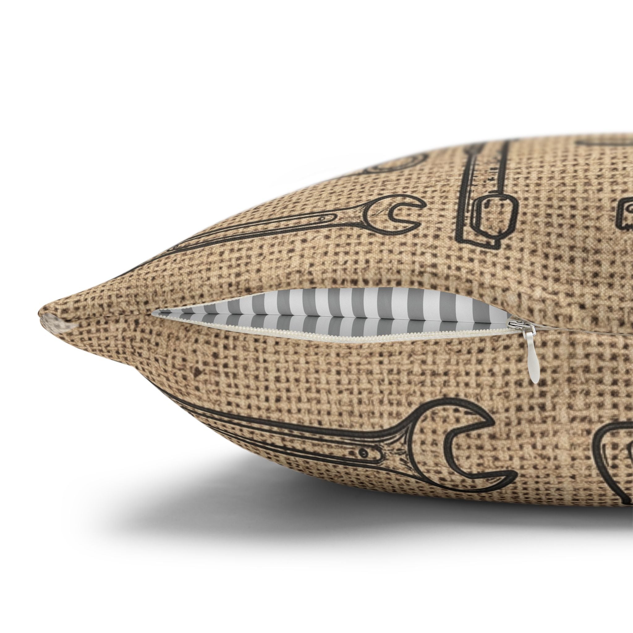 Tool Pattern Pillowcase — Rustic Mechanic Workshop Square Throw Pillow