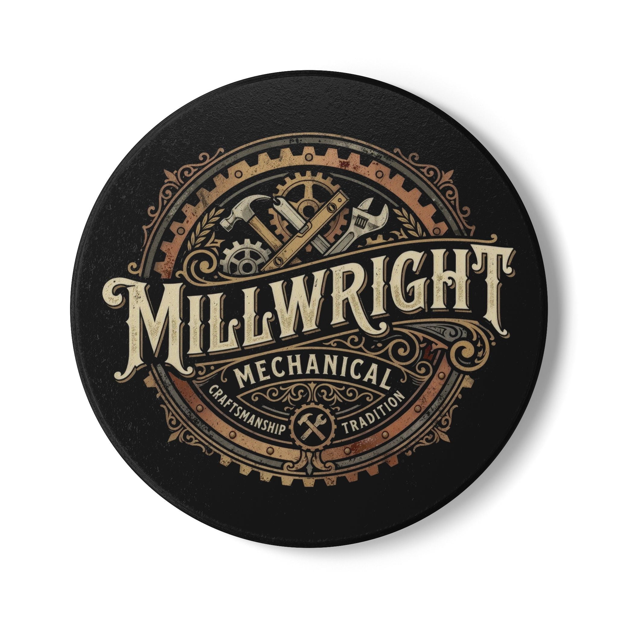 Millwright Mechanical Coaster — Vintage Industrial Ceramic Drink Coaster - DCA0235