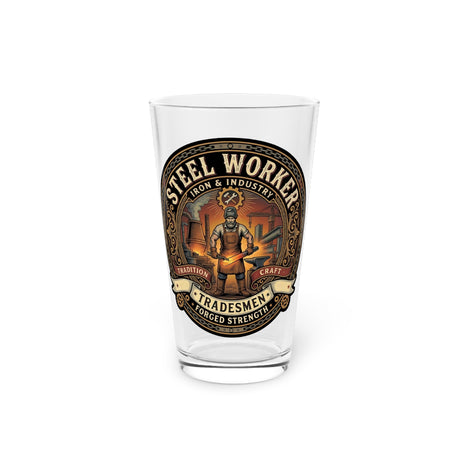Steel Worker Pint Glass — Vintage Tradesman 16oz Beer Glass - DCA0191