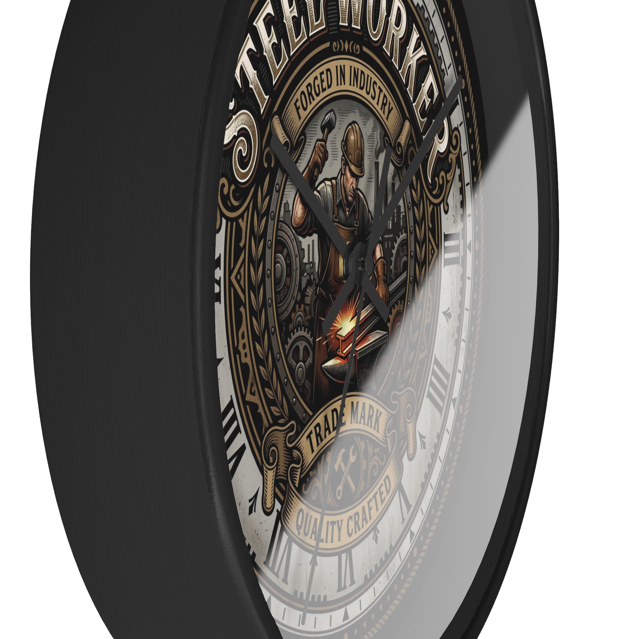 Steel Worker Wall Clock — Vintage Industrial Forge Clock - DCA0400
