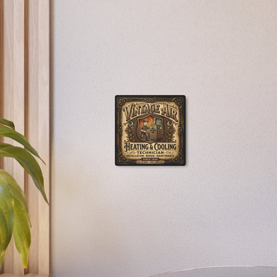 HVAC Technician - Vintage Air Heating & Cooling Metal Sign — Technician Retro Metal Wall Art - DCA0432