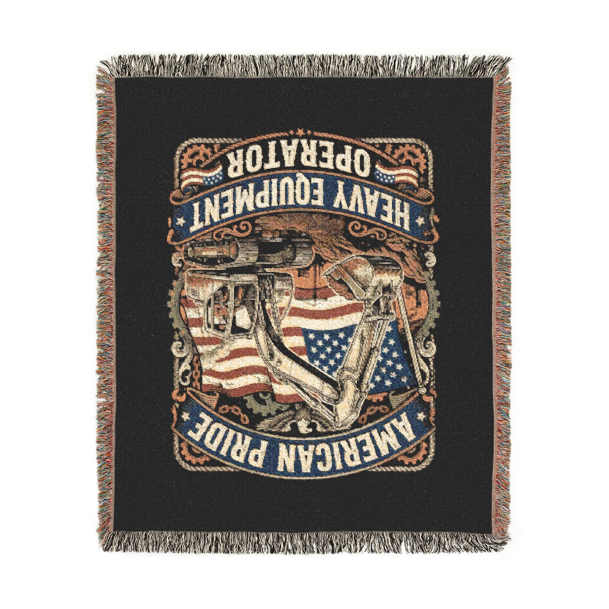 Heavy Equipment Operator Woven Blanket — American Pride Flag Design