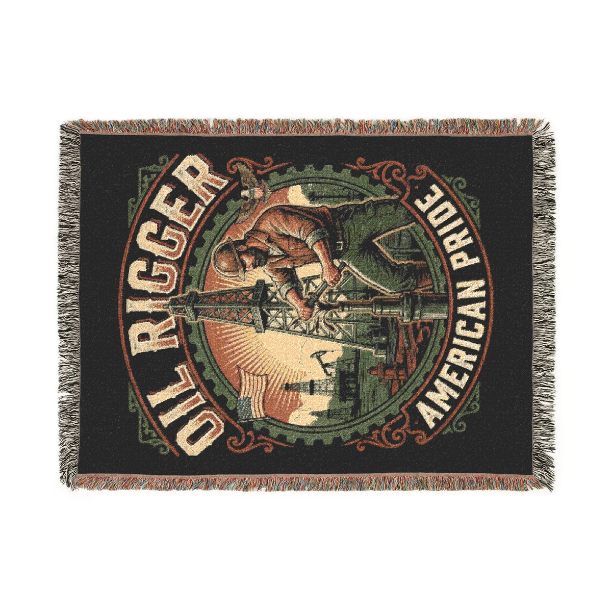 Oil Rigger Woven Blanket — Vintage American Pride Throw