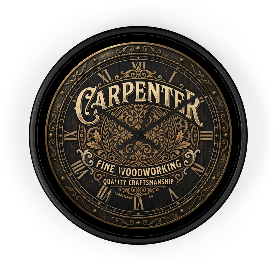 Carpenter Wall Clock — Vintage Woodworking Sign Clock for Workshop & Home - DCA384