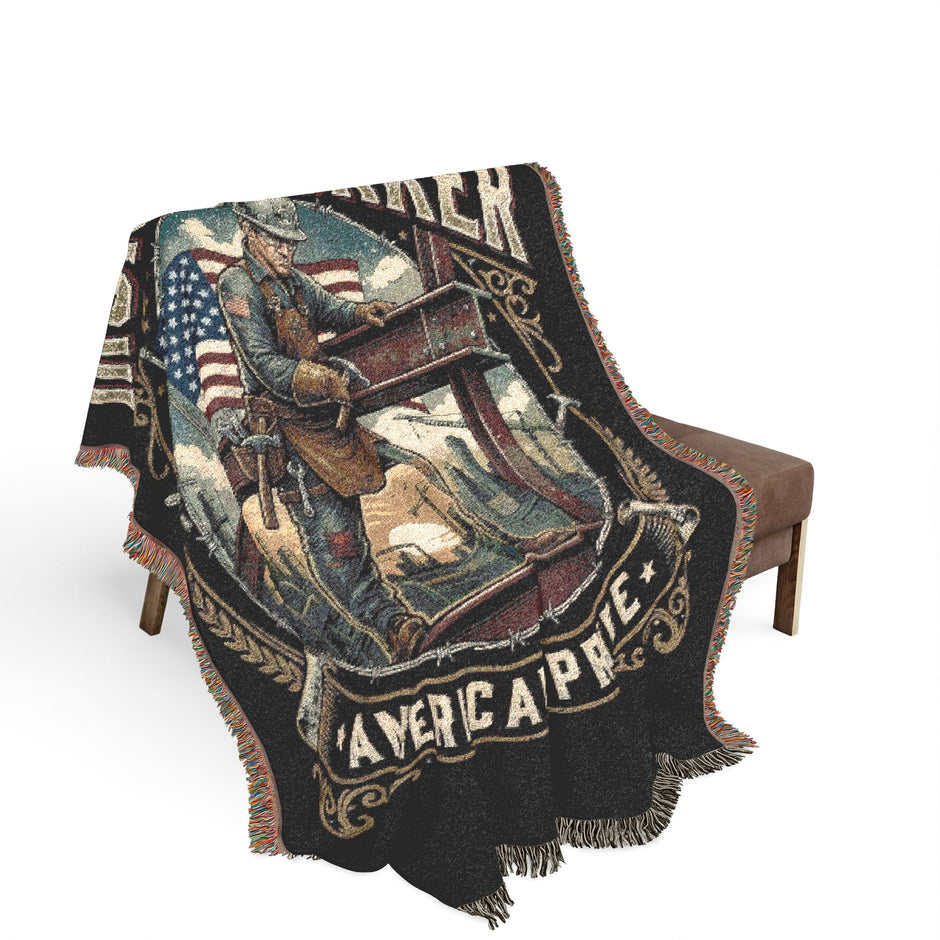Iron Worker Woven Blanket – American Strong Patriotic Throw