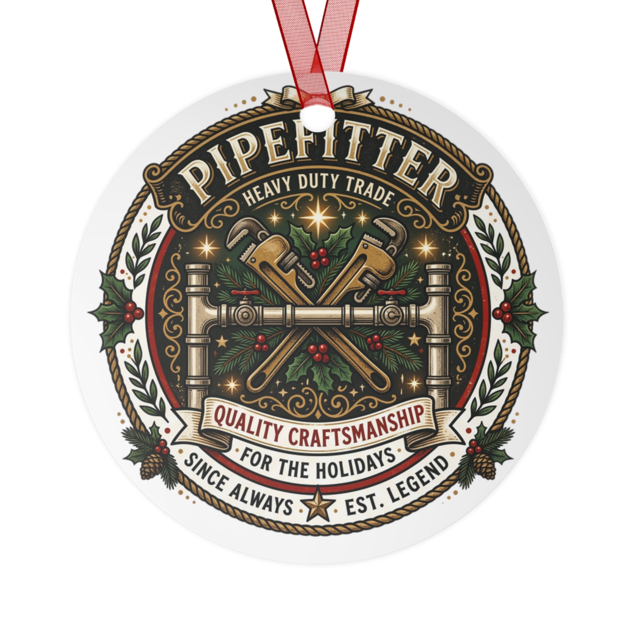 Pipefitter Metal Ornament — Holiday Plumbing Tools Keepsake - DCA0456