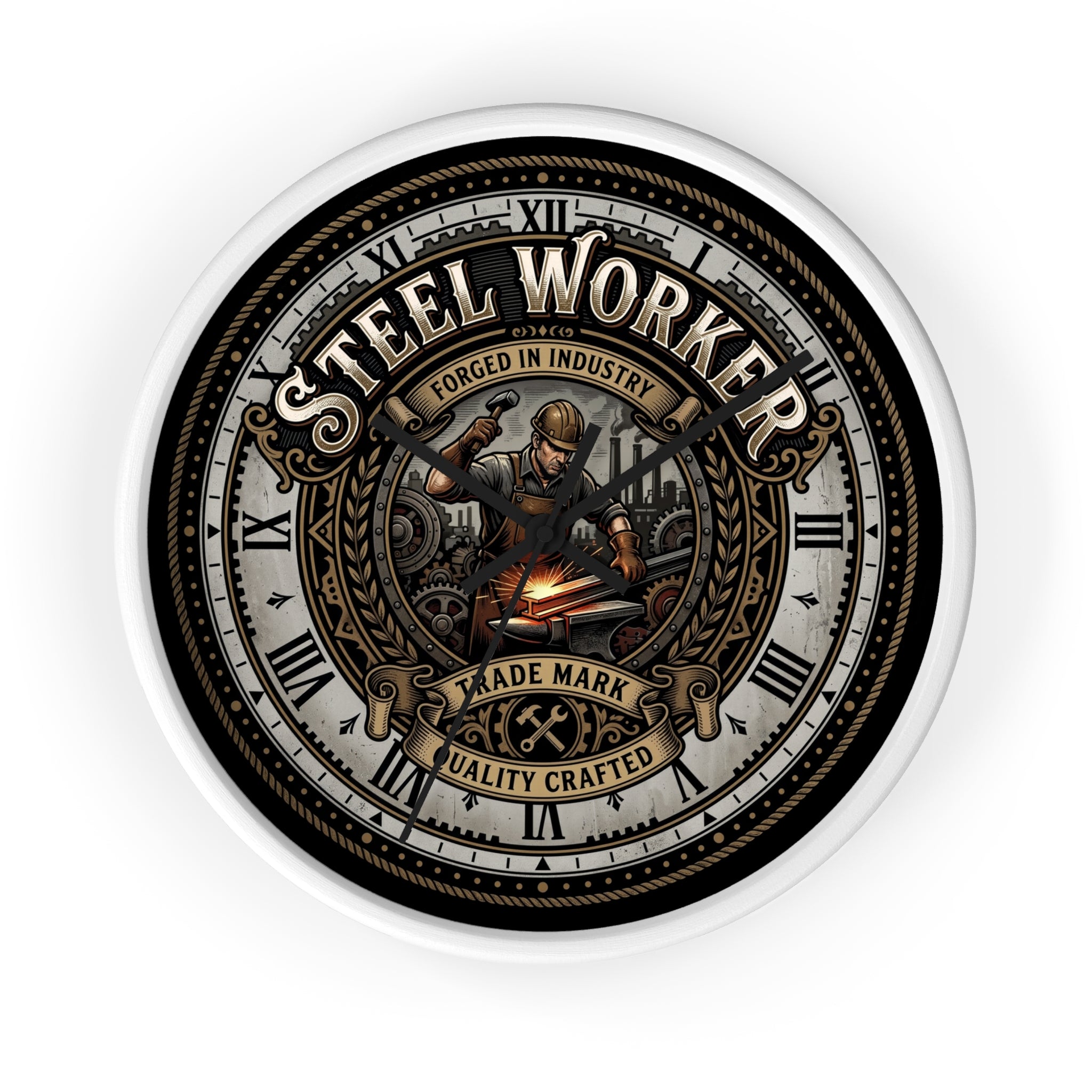 Steel Worker Wall Clock — Vintage Industrial Forge Clock - DCA0400
