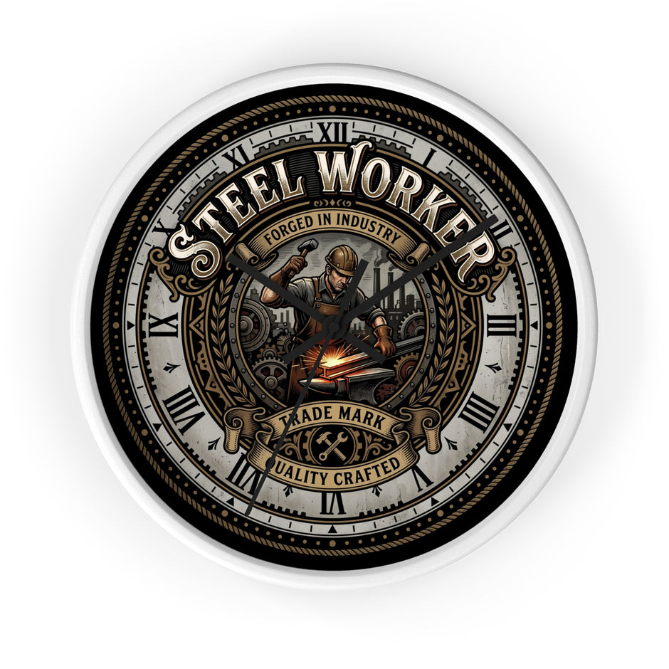 Steel Worker Wall Clock — Vintage Industrial Forge Clock - DCA0400