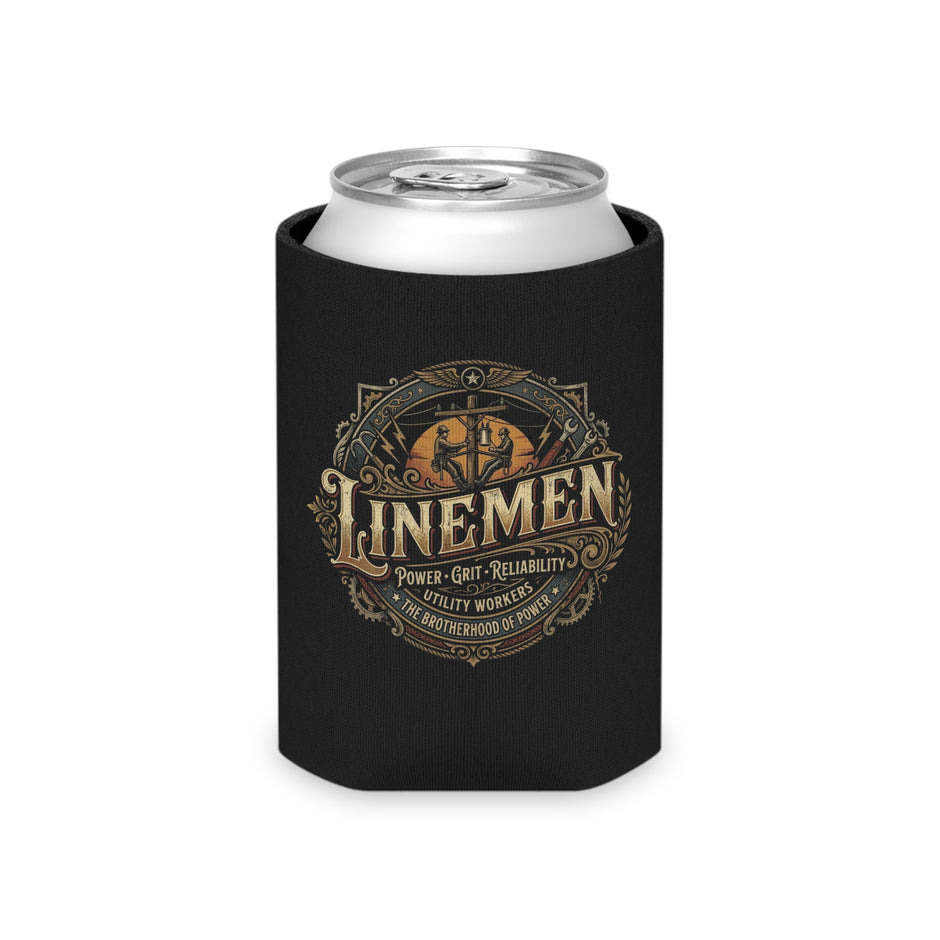 Linemen Vintage Emblem Can Cooler (Power • Grit • Reliability) - DCA0292