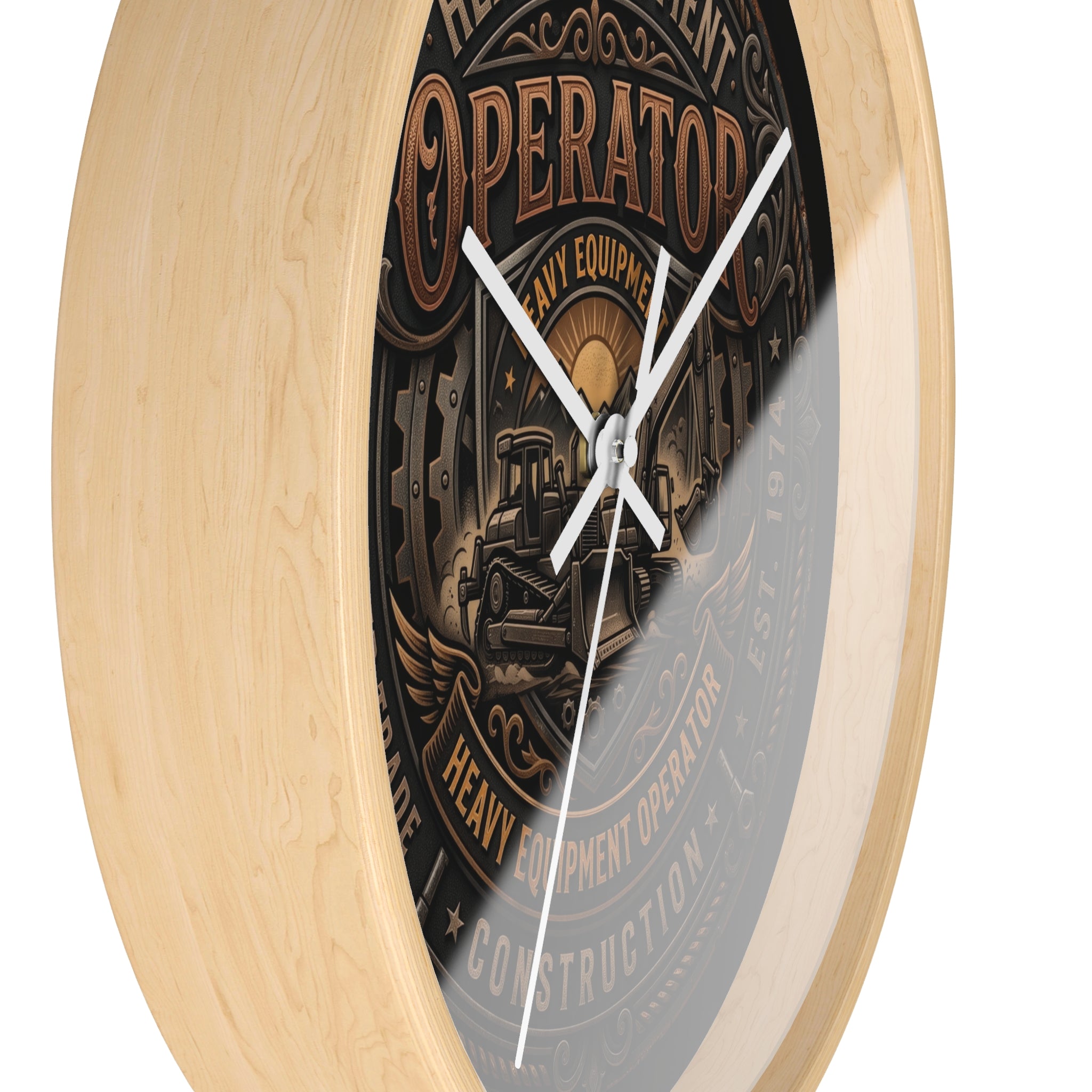 Heavy Equipment Operator Wall Clock — Construction Crew Vintage Badge Clock - DCA0386